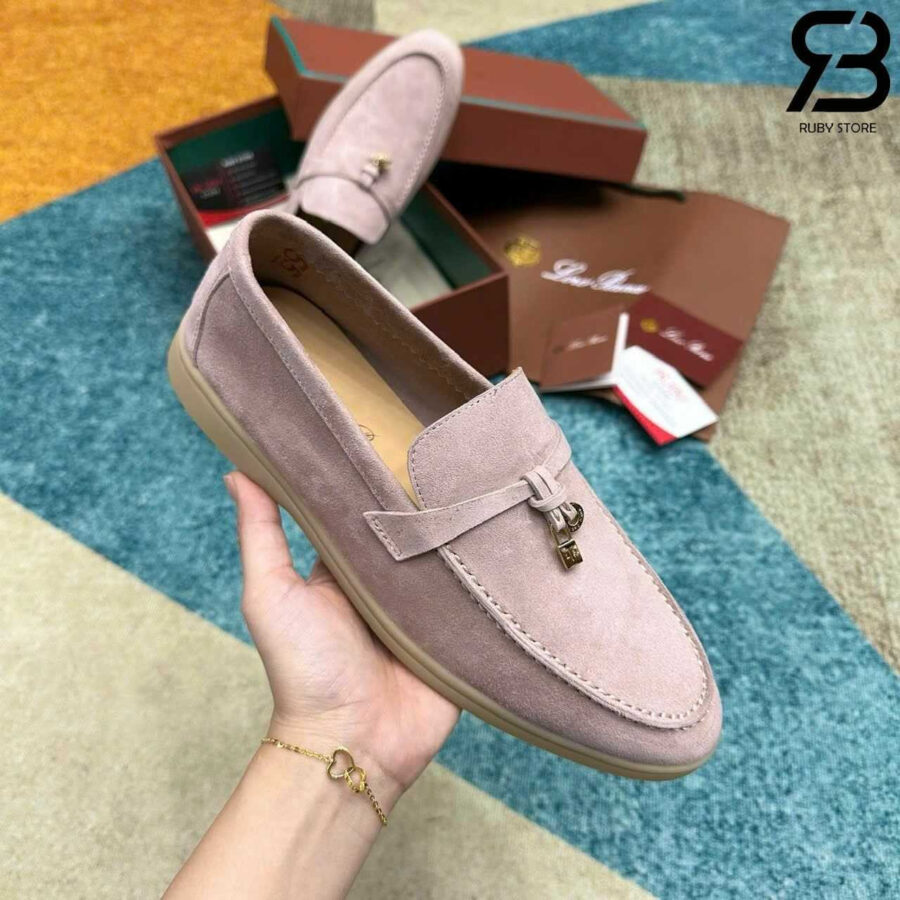 Giày Loro Piana Summer Charm Walk Light Peony Hồng