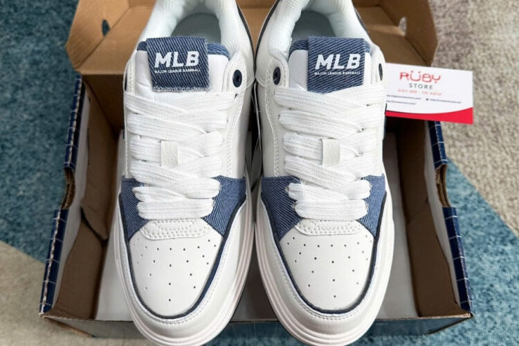 Giày MLB Chunky Liner Denim Pocket NY Màu Trắng xanh dương