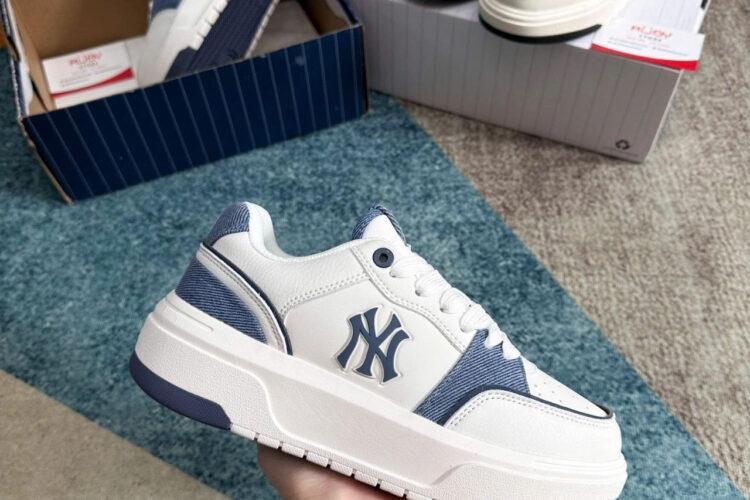 Giày MLB Chunky Liner Denim Pocket NY Màu Trắng xanh dương
