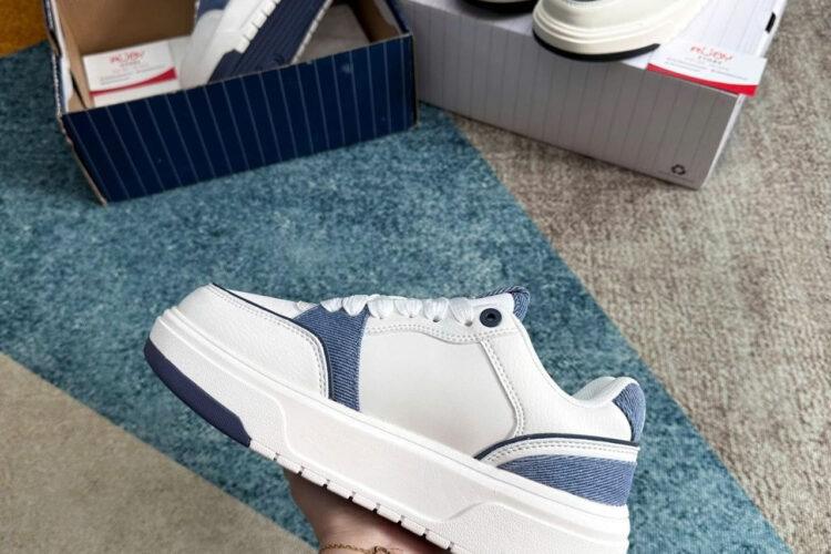 Giày MLB Chunky Liner Denim Pocket NY Màu Trắng xanh dương