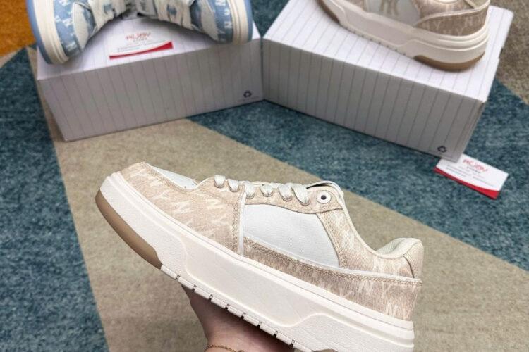 Giày MLB Chunky Liner SL Denim Monogram NY Màu Nâu Nhạt