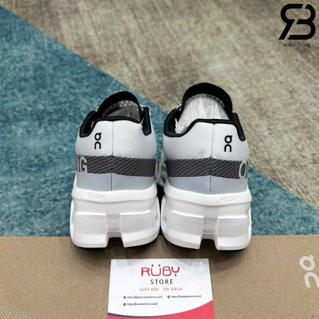 Giày On Running Cloudmonster 2 White Black Trắng đen