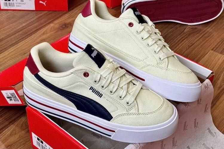 Giày Puma Court Classic Vulc FS White Blue Màu Kem Xanh