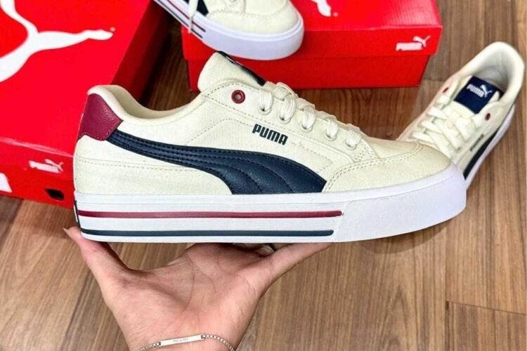 Giày Puma Court Classic Vulc FS White Blue Màu Kem Xanh