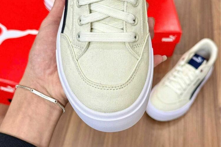Giày Puma Court Classic Vulc FS White Blue Màu Kem Xanh