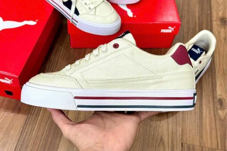 Giày Puma Court Classic Vulc FS White Blue Màu Kem Xanh