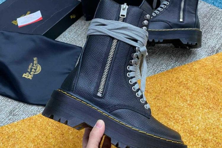 Giày Rick Owen x Dr Martens High Top Boots Grained Leather