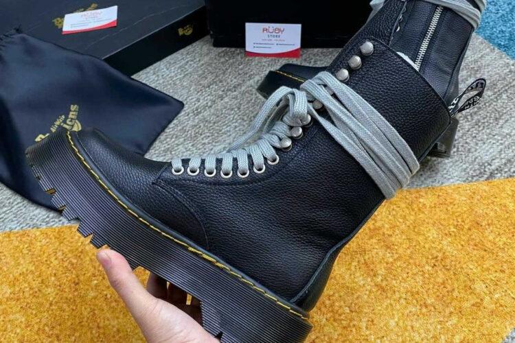 Giày Rick Owen x Dr Martens High Top Boots Grained Leather