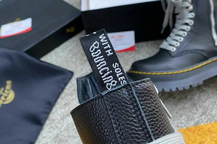Giày Rick Owen x Dr Martens High Top Boots Grained Leather