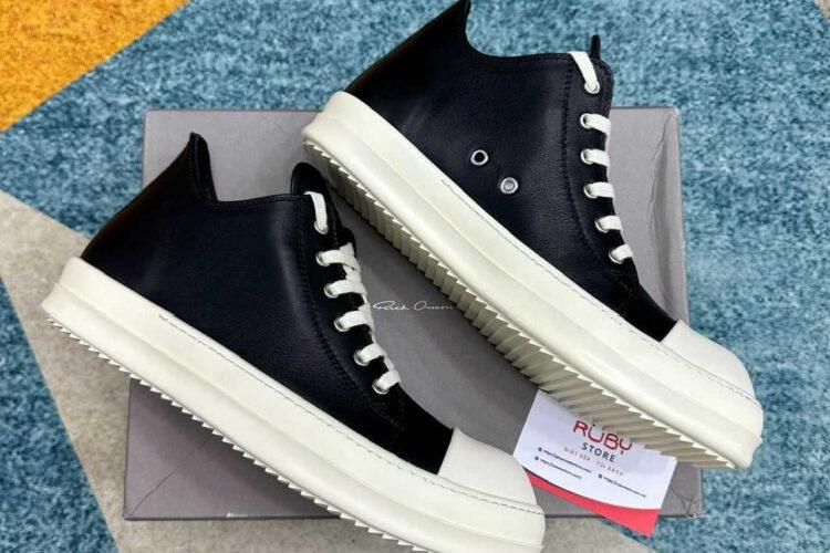 Giày Rick Owens Low Top Black Leather Màu Đen