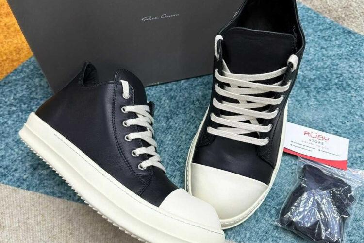 Giày Rick Owens Low Top Black Leather Màu Đen