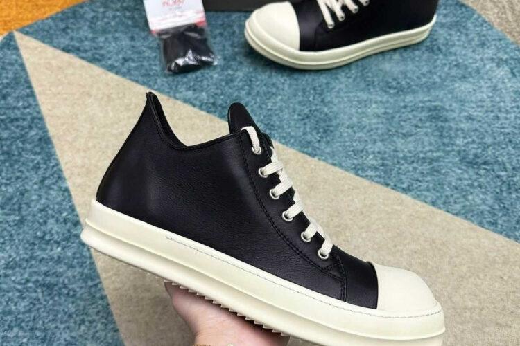 Giày Rick Owens Low Top Black Leather Màu Đen