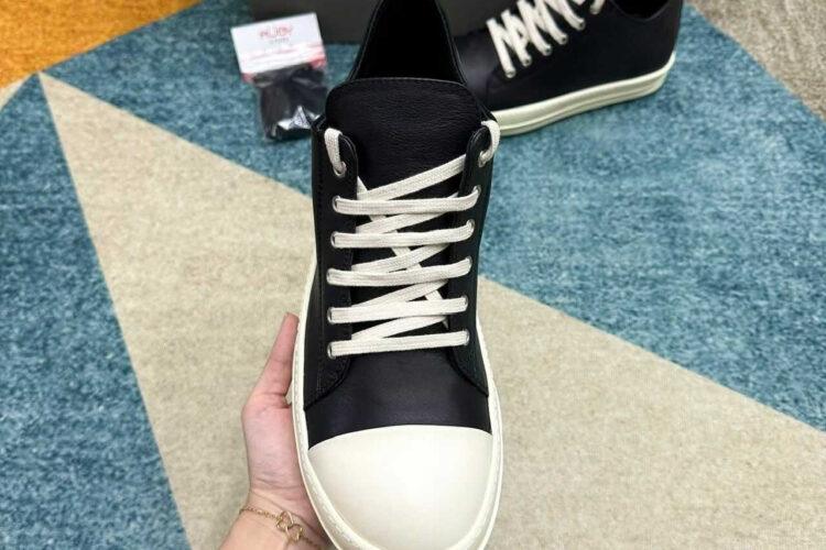 Giày Rick Owens Low Top Black Leather Màu Đen