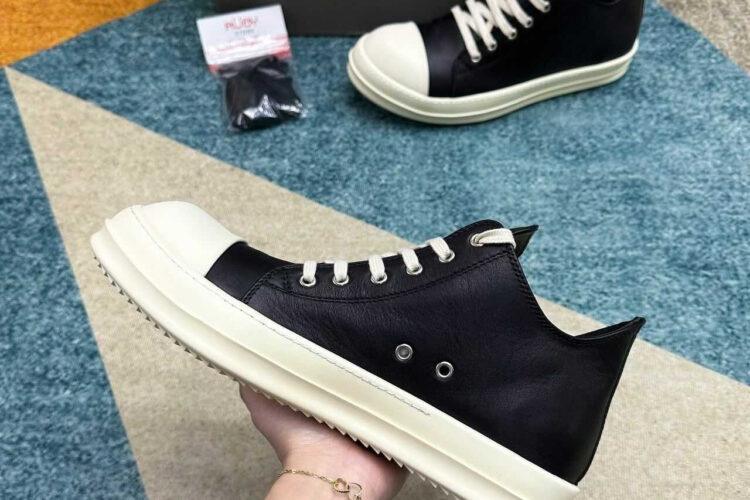 Giày Rick Owens Low Top Black Leather Màu Đen