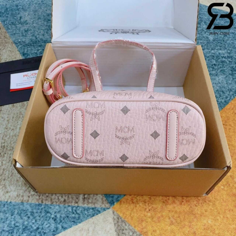 Túi MCM Mini Anya Tote Zip Bag In Visetos Pink Màu Hồng