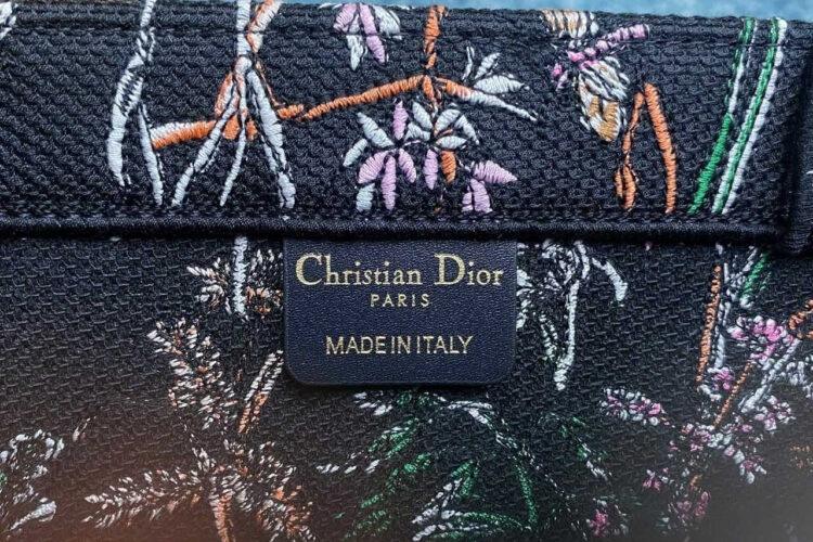 Túi Medium Dior Book Tote Black Multicolor Herbarium Floral