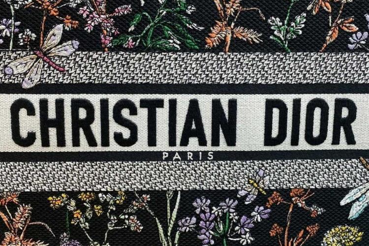 Túi Medium Dior Book Tote Black Multicolor Herbarium Floral