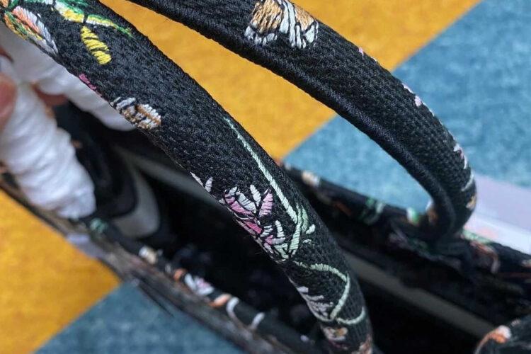 Túi Medium Dior Book Tote Black Multicolor Herbarium Floral