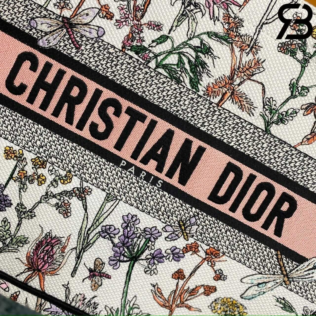 túi Medium Dior Book Tote White Multicolor Herbarium Floral