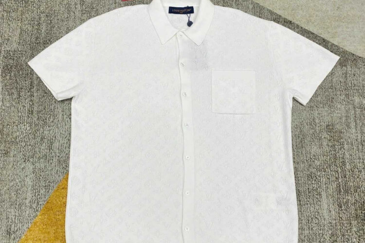 Áo LV Knit Pocket Shirt Monogram White Màu Trắng