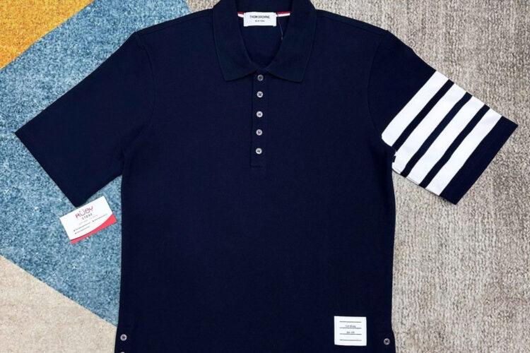 Áo Polo Thom Browne Xanh Navy 4 Sọc Trắng