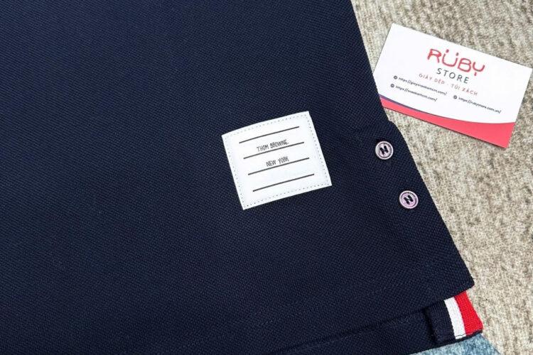 Áo Polo Thom Browne Xanh Navy 4 Sọc Trắng