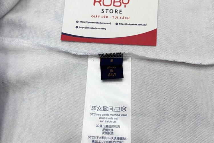 Áo Thun LV Printed Cotton Pique T-Shirt Monogram City Walk Trắng Xanh Dương