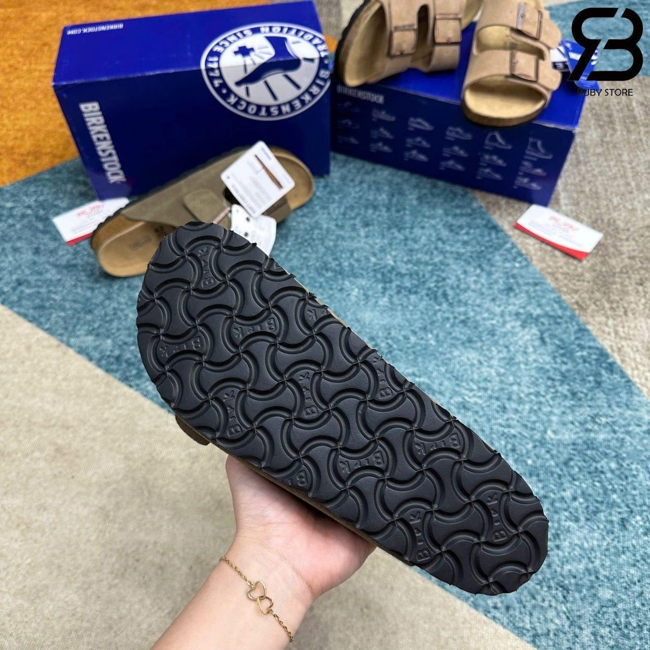 Dép Birkenstock Arizona Soft Footbed Suede Taupe Màu Rêu