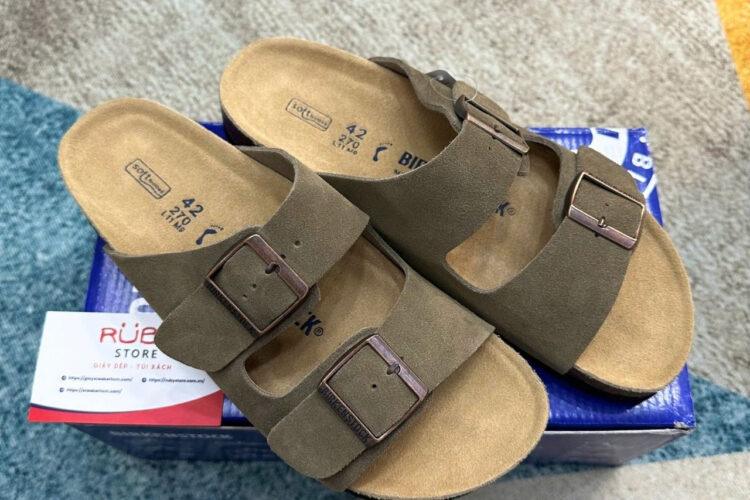 Dép Birkenstock Arizona Soft Footbed Suede Taupe Màu Rêu