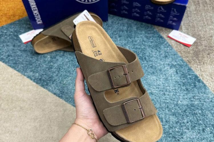 Dép Birkenstock Arizona Soft Footbed Suede Taupe Màu Rêu