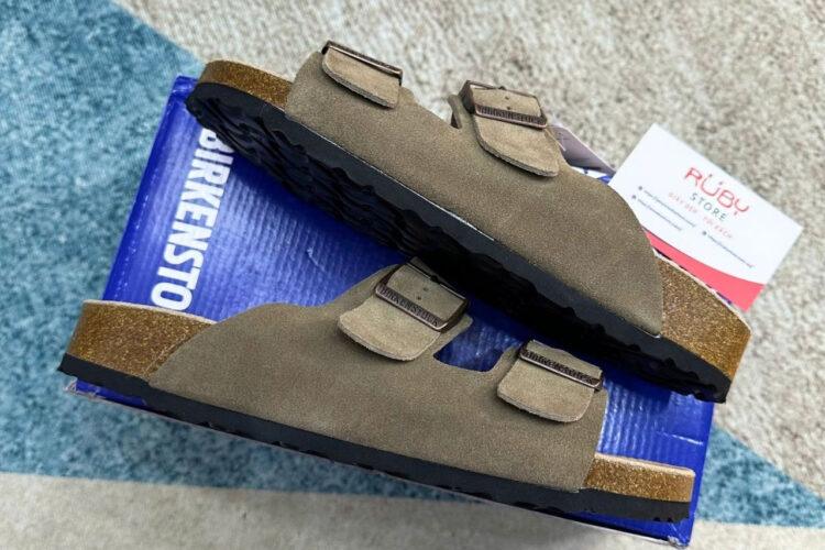 Dép Birkenstock Arizona Soft Footbed Suede Taupe Màu Rêu