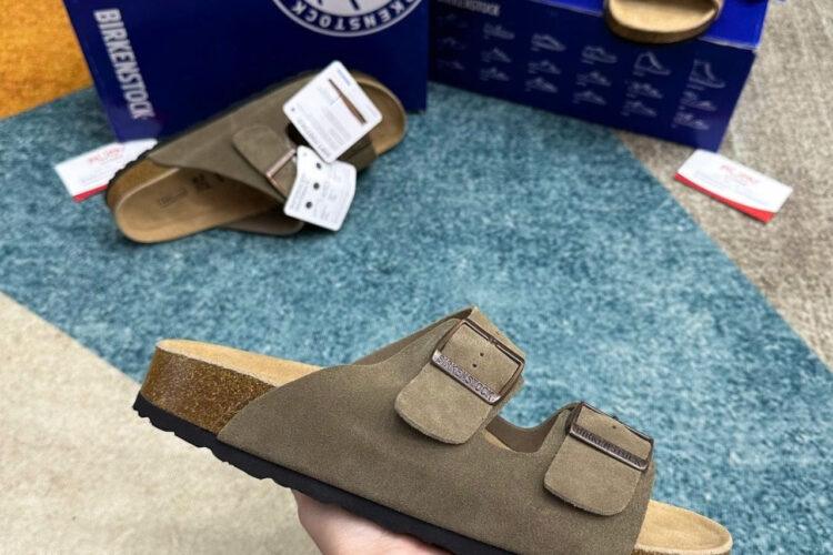 Dép Birkenstock Arizona Soft Footbed Suede Taupe Màu Rêu