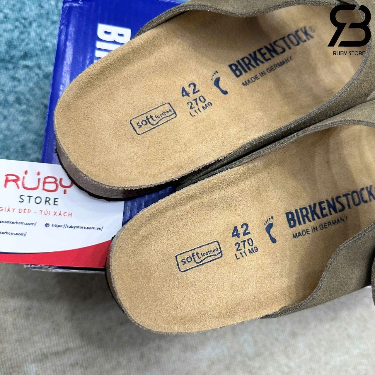 Dép Birkenstock Arizona Soft Footbed Suede Taupe Màu Rêu