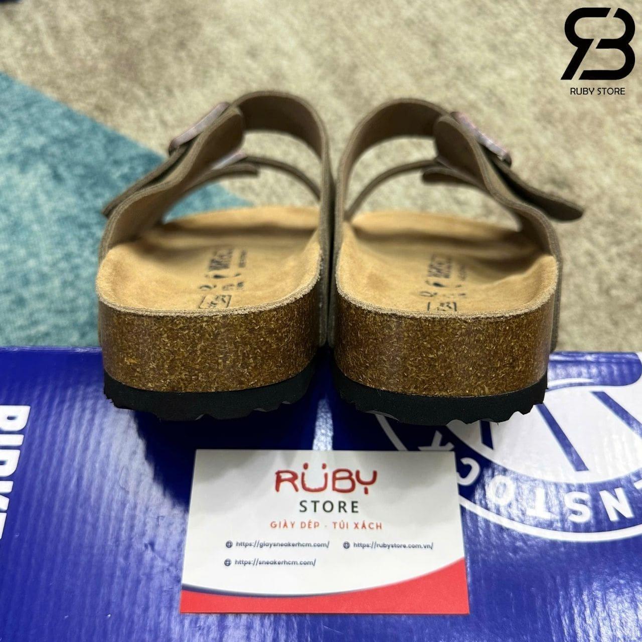 Dép Birkenstock Arizona Soft Footbed Suede Taupe Màu Rêu