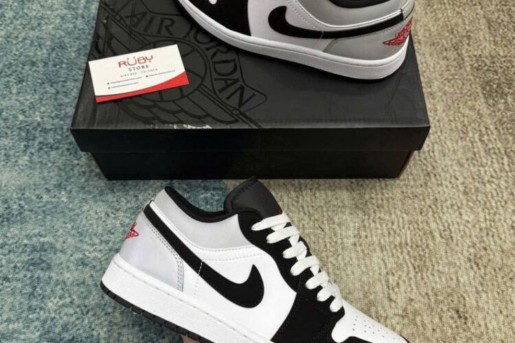 Giày Air Jordan 1 Low Black Matte Silver đen trắng bạc