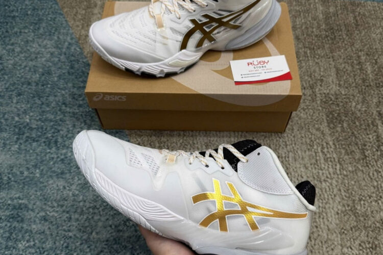 Giày Asics Metarise White Gold Trắng sọc Vàng