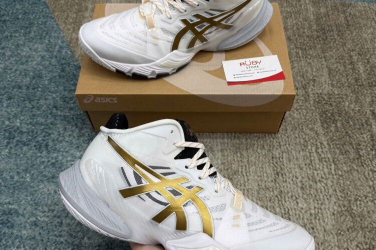 Giày Asics Metarise White Gold Trắng sọc Vàng