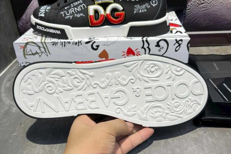 Giày D&G PORTOFINO SNEAKER GRAFFITI BLACK CROWN DG