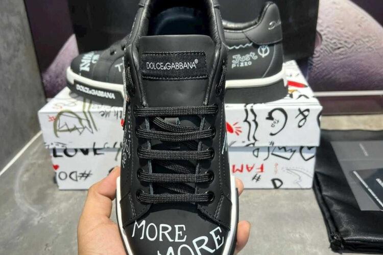 Giày D&G PORTOFINO SNEAKER GRAFFITI BLACK CROWN DG