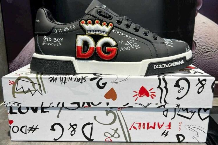 Giày D&G PORTOFINO SNEAKER GRAFFITI BLACK CROWN DG