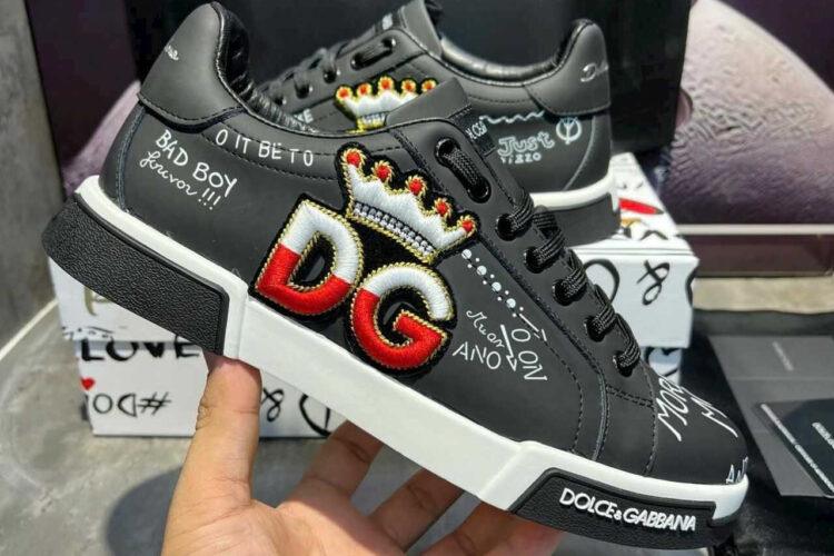 Giày D&G PORTOFINO SNEAKER GRAFFITI BLACK CROWN DG