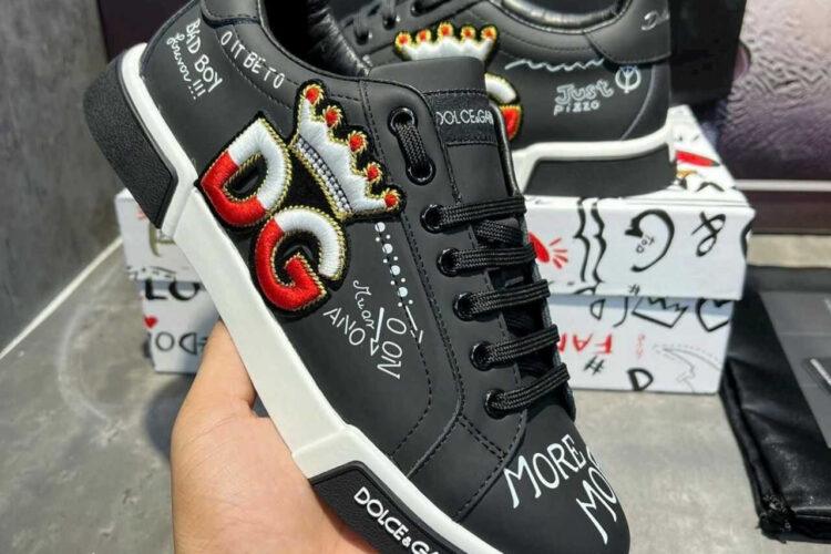 Giày D&G PORTOFINO SNEAKER GRAFFITI BLACK CROWN DG