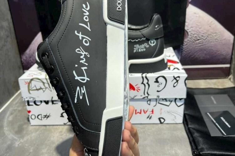 Giày D&G PORTOFINO SNEAKER GRAFFITI BLACK CROWN DG