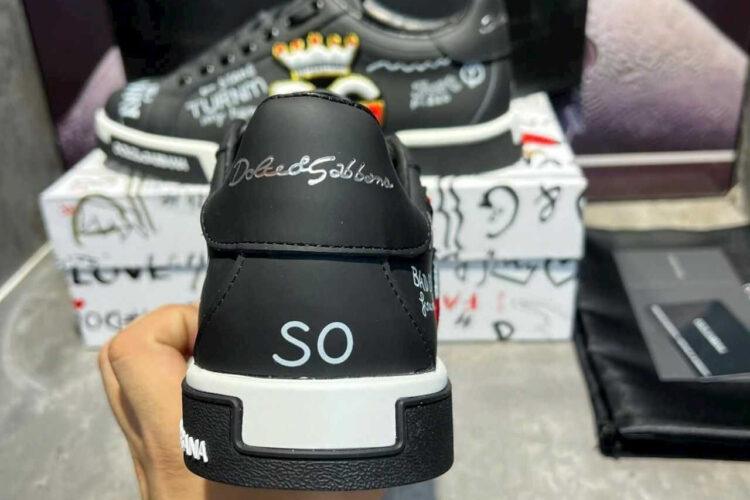Giày D&G PORTOFINO SNEAKER GRAFFITI BLACK CROWN DG