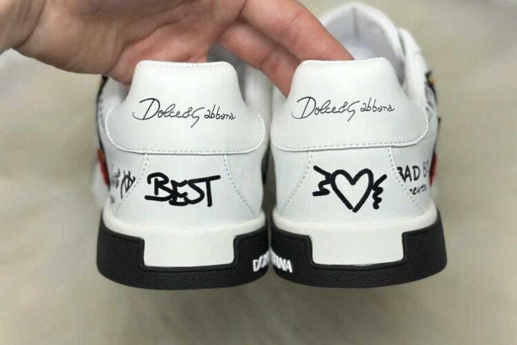 Giày D&G PORTOFINO SNEAKER GRAFFITI WHITE CROWN DG