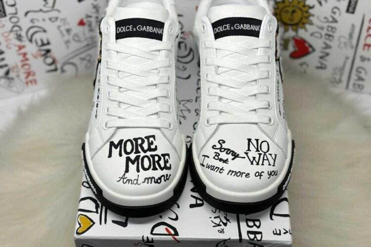 Giày D&G PORTOFINO SNEAKER GRAFFITI WHITE CROWN DG