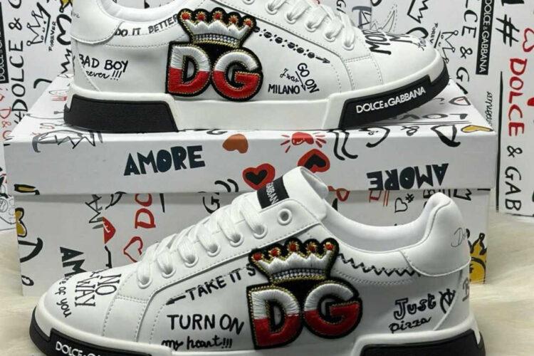 Giày D&G PORTOFINO SNEAKER GRAFFITI WHITE CROWN DG