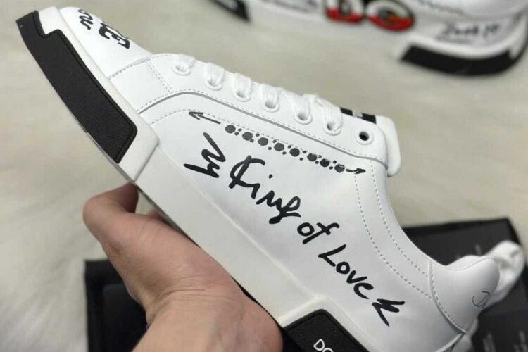 Giày D&G PORTOFINO SNEAKER GRAFFITI WHITE CROWN DG