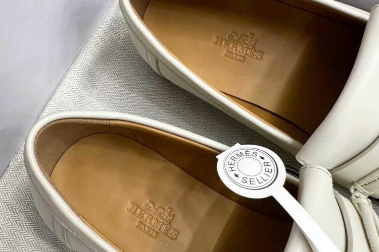 Giày Lười Hermes Impact Loafer Blanc De Paris Màu Trắng