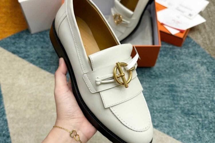 Giày Lười Hermes Impact Loafer Blanc De Paris Màu Trắng